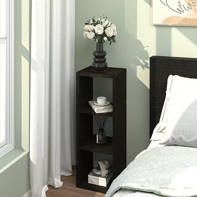 CTESNE【2026 Wooden Thick Frame 3 Cube Storage Organizer Shelf with Anti-Tipping Kits + Reversible Open Back Bookcase, Horizon