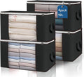 Large Storage Bags, 4 Pack Clothes Storage Bins Foldable Closet Organizers Storage Containers with Durable Handles Thick Fabr