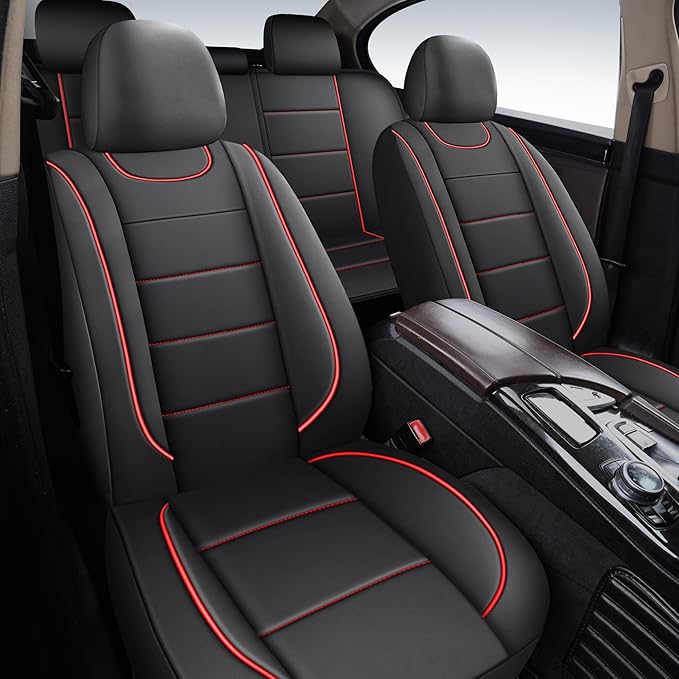 Car Seat Covers, Quilting Leather Seat Covers Full Set, Waterproof Faux Leather Automotive Seat Covers for Cars, Universal Ca
