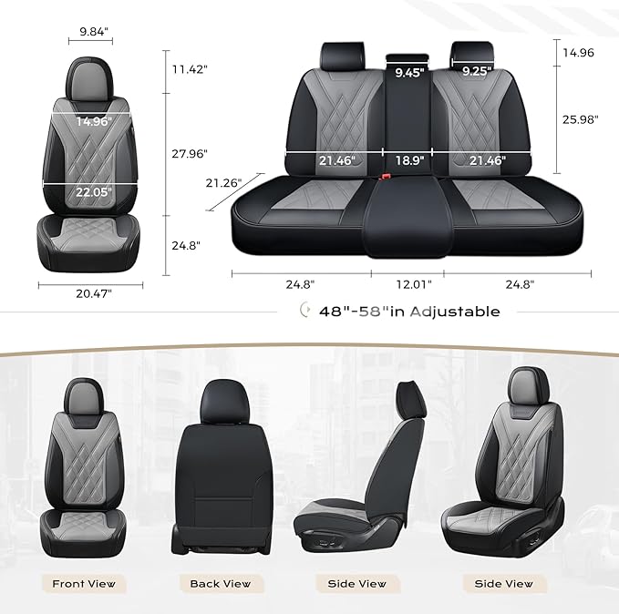 Coverado Car Seat Covers Full Set, Seat Covers for Cars, Front Seat Covers and Back Seat Cover Waterproof Leather Automotive 
