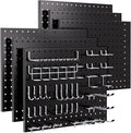 INCLY 90PCS Pegboard Wall Organizer, 6 Pack Metal Peg Board Panels with 1/4" Pegboard Hooks Accessories Kit, Black Peg Board 