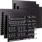 INCLY 90PCS Pegboard Wall Organizer, 6 Pack Metal Peg Board Panels with 1/4" Pegboard Hooks Accessories Kit, Black Peg Board 