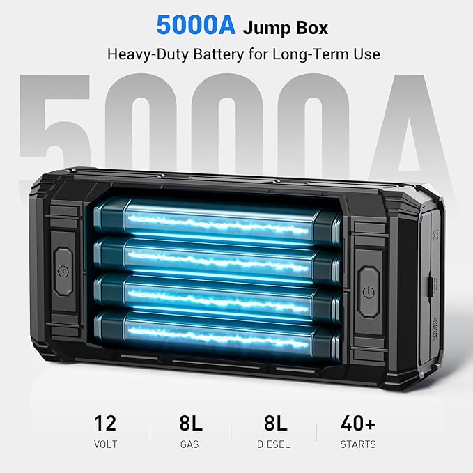 AVAPOW TJ18 5000A Battery Jump Starter Portable with 4 HD Display PD 18W Fast Charging12V Jump Box Car Battery Jump Starter