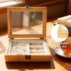Jewelry Box for Women, Boho Rattan Jewelry Organizer Box for Storage Earrings Rings Necklace Bracelet, Farmhouse Jewelry Boxe