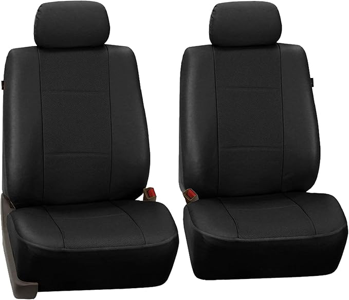 FH Group Front Set Faux Leather Car Seat Covers for Low Back Seat with Removable Headrest, Universal Fit, Airbag Compatible S