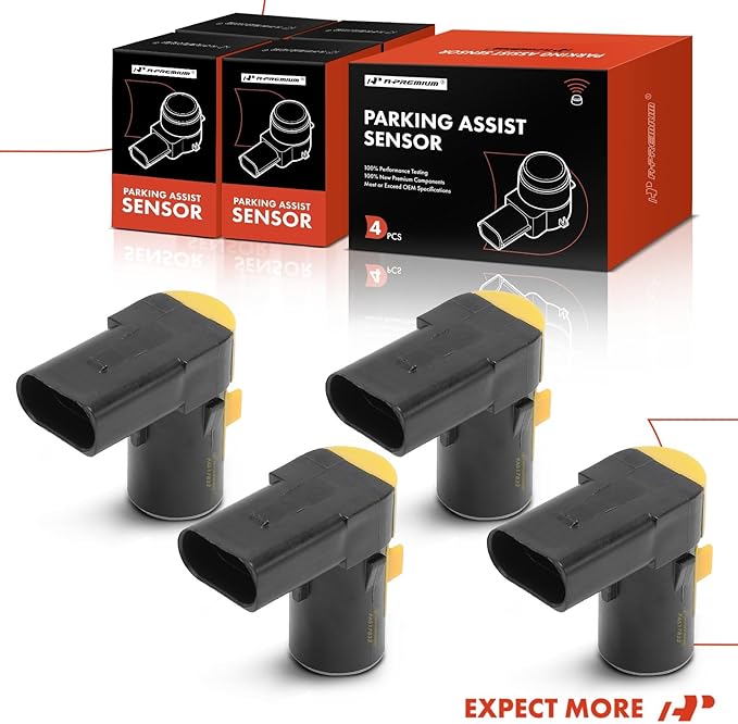 A-Premium 4-PC Front Reverse Backup Parking Assist Sensor Compatible with Select Maserati & Ferrari Models - GranTurismo 2008-2012, GranCabrio 2010-2011, 599 GTB 2007-2010, California 2009-2014