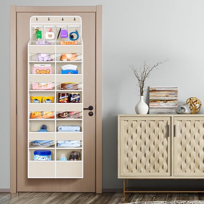 Univivi 6-Shelf Over Door Hanging Organizer Fabric Door Storage with 10 Large Pockets and 4 Small PVC Pockets Closet Cabinet 