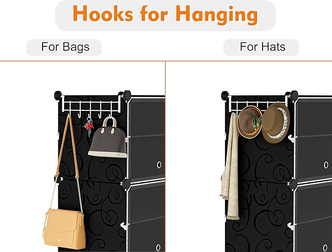 HOMIDEC Shoe Rack, 4 Tier Shoe Storage Cabinet 16 Pair Plastic Shoe Shelves Organizer for Closet Hallway Bedroom Entryway Bla