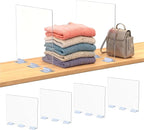 Acrylic Shelf Dividers for Closet Organization - Clear Removable 10/11.8" Tall X 11.8/10" Deep Sturdy Separators for Wood Cab