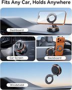 Upgraded Car Phone Holder for Magsafe [108+LBS Strongest Suction & 3000gf Magnetic] Vacuum Magnetic Phone Holders for Your Car 360° Adjustable Car Phone Mount for iPhone & Android Orange