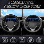 Ventilated Heart-Shaped Steering Wheel Cover with Anti-Slip Leather Grip. Compatible with Ford, Toyota, Honda, Nissan, and Ch
