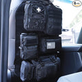 Universal Tactical Car Seat Back Organizer Bag Tactical Molle Vehicle Organizers Panel Vehicle Protector Organizers with 5 Detachable Pouches for Car Truck Ford Jeep (Model B-Black)