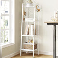 Hzuaneri Ladder Shelf, Bookshelf Bookcase, Freestanding Corner Storage Shelve with 2 Hooks for Home Office, Living Room, Kitc