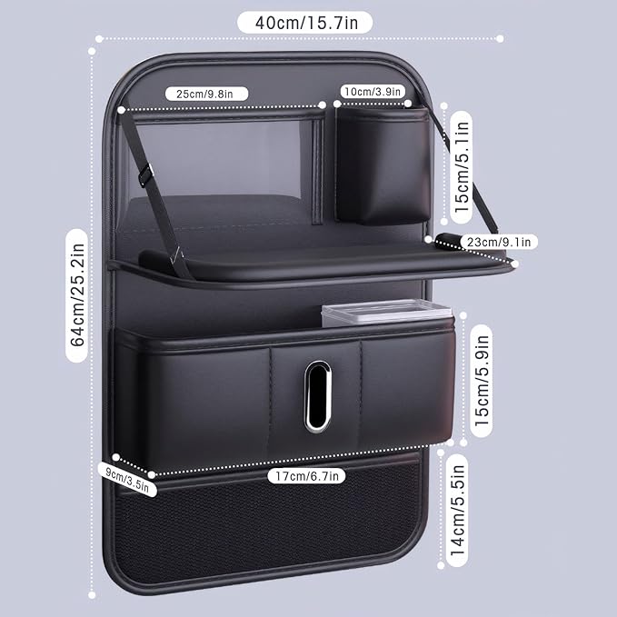 Leather Car Backseat Organizer with Tablet Holder, Kick Mats Back Seat Protector with Touch Screen Phone Holder, Car Seat Organizer Travel Accessories (1)