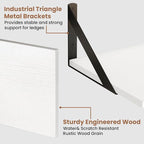 Axeman 55 Inch Floating Shelves | 8 Inch Deep White Wall Shelves Set of 2 | 55" W x 8" D Rustic White Wood Shelves for Bathro