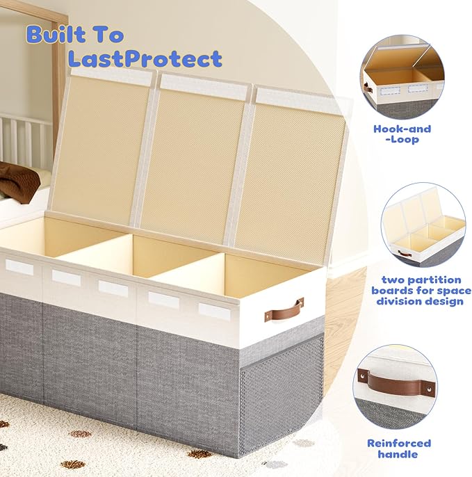 Dayacoco 40"X14"X16" Extra Large Toy Box Chest with Lids, 150L Collapsible Sturdy Kids Toy Storage Organizer Boxes for Boys G
