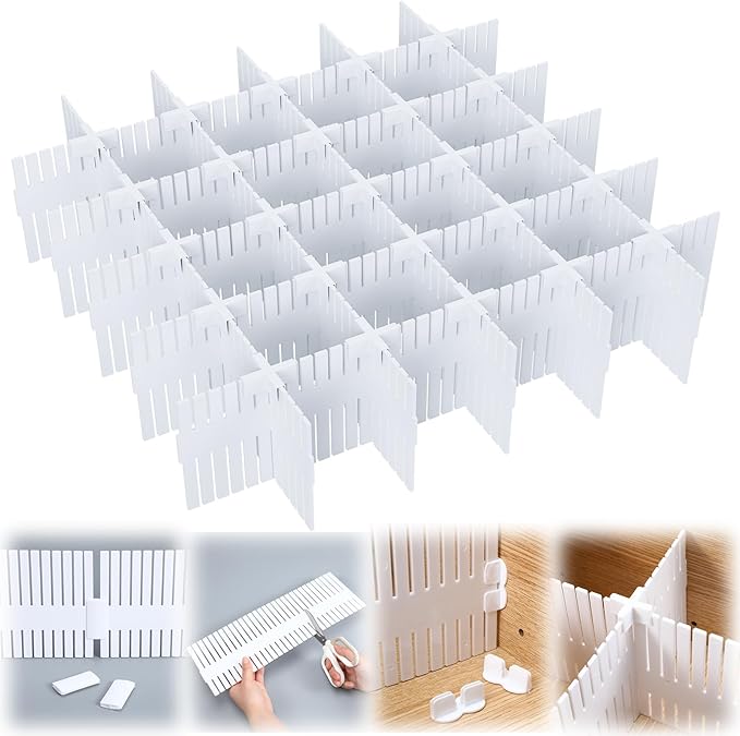 Blosssound 15 Pcs 5.12 Tall Drawer Divider Adjustable Drawer Organizer DIY Ultra Deep Storage Organizer Separator with Fixed 