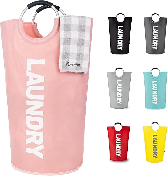 Caroeas 90L Laundry Basket (13 Colors), Waterproof Laundry Hamper, Laundry Bag with Padded Handles, Clothes Hamper Stands Up 