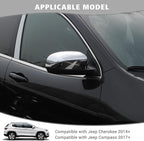 Jimen Compatible with Jeep Cherokee 2014-2023 / Jeep Compass 2017-2023, Side Door Rearview Mirror Cover Trim (Chrome)