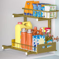 Under Sink Organizer, 2-Tier Premium Metal Pull-Out Racks with Adjustable Height, Heavy Duty Sliding Bin for Bathroom and Kit