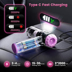 Wansimoo Handheld Car Vacuum Cleaner,25000PA Strong Cyclonic Suction Foldable Mini Vacuum Portable Cordless with Digital Disp