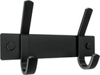 Matte Black Small Coat Rack Wall Mount – 6 Inch Stainless Steel Hook Rail with 2 Double Coat Hooks – Wall Mounted Entryway Or