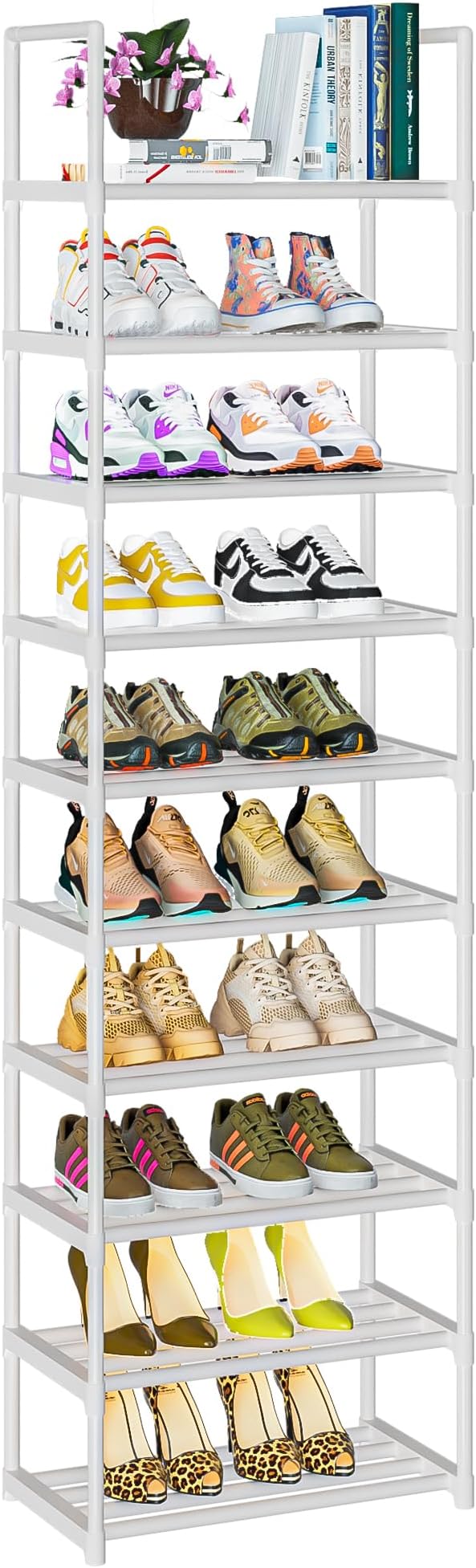 OYREL Shoe Rack Tall, Sturdy Metal Shoe Rack Organizer,Narrow Shoe Racks for Closets,Shoe Stand Shelf