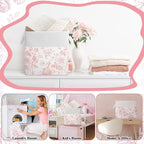 LemonRoad 6 Pcs Pink Floral Cube Storage Bins 11.22 Inch Square Storage Basket with Handle, Preppy Girls Organizer Basket, Co