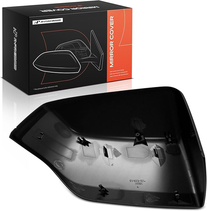 A-Premium Driver Side Rearview Mirror Cover Cap - Compatible with Chevrolet Tahoe Suburban & GMC Yukon XL & Cadillac Escalade, 2021 2022 2023 2024 - Smooth Black, Without Turn Signal Hole