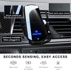 Wireless Car Charger, 15W Fast Charging Air Vent Mount Auto-Clamping Phone Holder, Automotive Electric Induction Charger 360° Rotating Magnetic Vent Mount Bracket for Smartphones (Black)