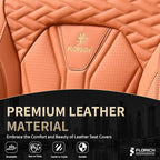 FLORICH Seat Covers, Leather Car Seat Covers Front Seats, Automotive Seat Covers Waterproof Car Seat Cushion Orange Seat Cove