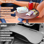 Car Tray & Car Desk for Laptop with 360° Rotating Wooden Car Laptop Mount Car Table Car Food Tray – Universal Steering Wheel Table for Tesla Model Y/3/S, Ford F-150 Explorer & Most Vehicles