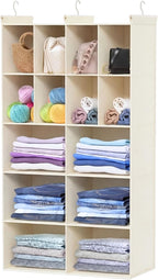 Ofiray-home 5 Tier Hanging Closet Organizer, 14 Compartments Sweater Organizer for Closet with 3 Sturdy Hooks, Closet Organiz