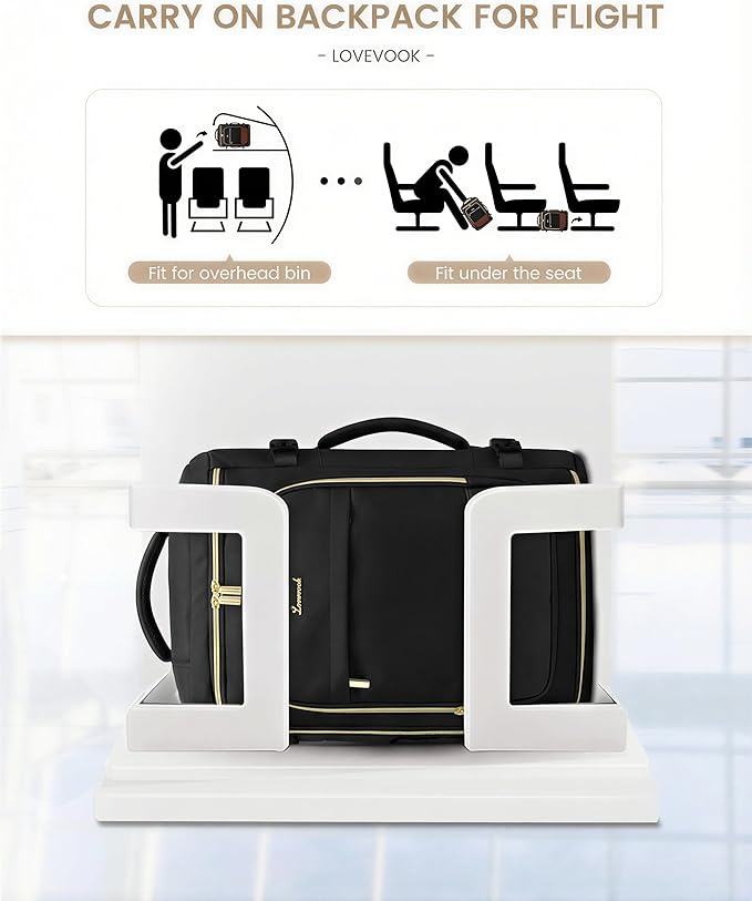 LOVEVOOK 40L Travel Backpack Carry on Flight Approved, Personal Item Bag with 3 Packing Cubes, Travel Backpack for Women Fits