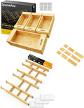 SpaceAid Bag Storage Organizer for Kitchen Drawer, Bamboo Organizer, (4 Pack) SpaceAid Bamboo Drawer Dividers with Inserts an