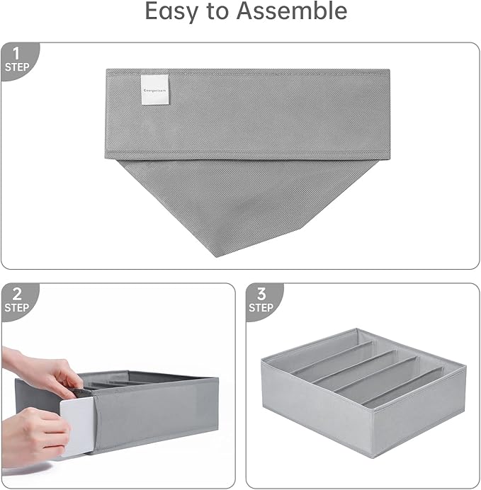 4 Packs Wardrobe Clothes Organizer,5 Grids Washable Portable Closet Organizer Storage Box Foldable Closet Drawer Organizer fo