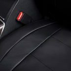 Flying Banner car seat Covers Protects Water Proof Faux Leather Carbon Fiber Front and Rear Bench (Black Black, Full Set - 9P