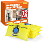 100g (12 Packs) Rechargeable Desiccant Packs for Storage, Color Indicating Silica Gel Desiccant Packets, Moisture absorbers