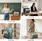 LOVEVOOK Teacher Tote Bag for Women,Laptop bag with Large Cup Holder,Work bag with Accordion File Organizer Pocket,Multi-Pock
