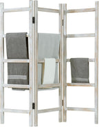 Blanket Ladder,59" H Wood Blanket Ladder for Living Room, Decorative Quilt dispaly Rack, Free Standing and Folding Towel Rack