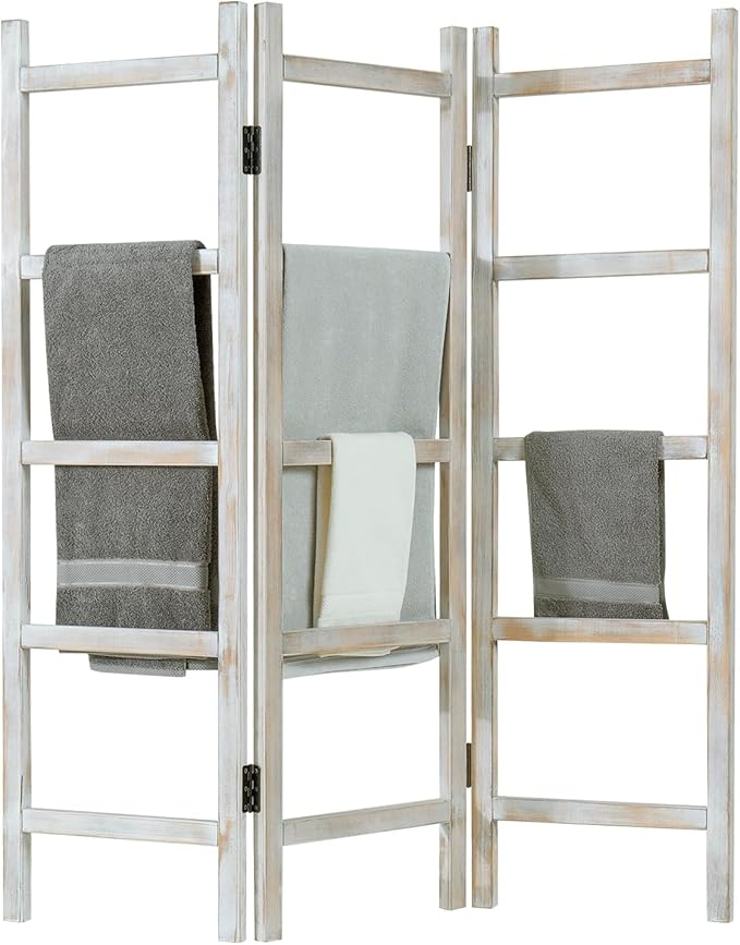 Blanket Ladder,59" H Wood Blanket Ladder for Living Room, Decorative Quilt dispaly Rack, Free Standing and Folding Towel Rack