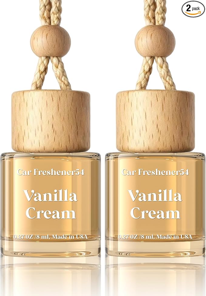 HoogaLife Car Air Freshener Diffuser 2 Pack Hanging Air Freshener Diffuser - Vanilla Cream Fragrance Oil Air D iffuser for Ca