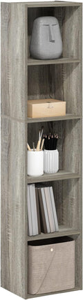 Furinno PASIR Book Shelf, 5-Tier Modern Bookshelf, Open Shelves Bookcase 9 x 12 x 52, Easy Assembly, for Living Room, Bedroom