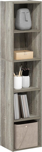 Furinno PASIR Book Shelf, 5-Tier Modern Bookshelf, Open Shelves Bookcase 9 x 12 x 52, Easy Assembly, for Living Room, Bedroom