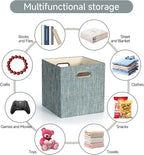 Posprica Storage Basket Bins,13×13×13 Foldable Storage Boxes Fabric Drawer Cubes for Closet Shelf Cabinet Bookcase - Set of 4