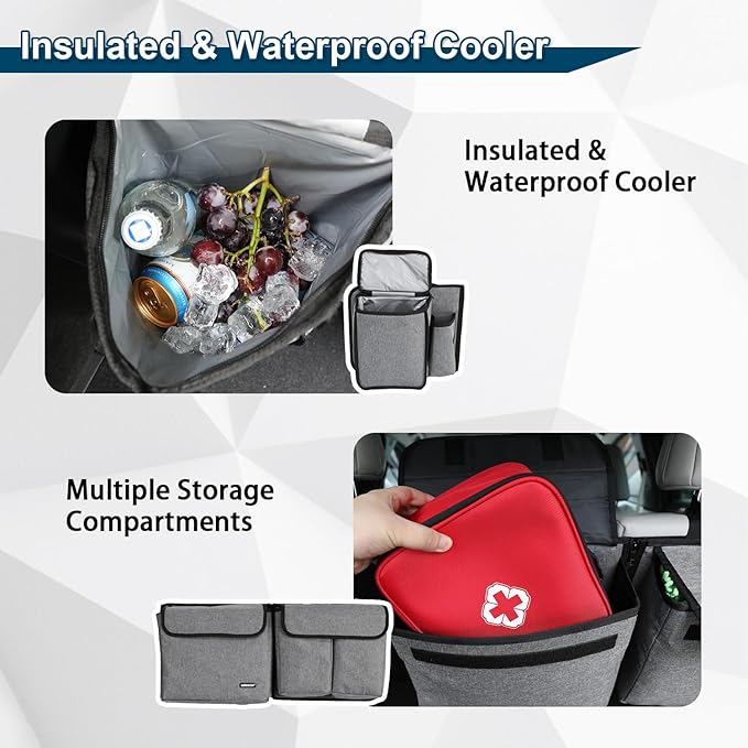 Deluxe Trunk and Backseat Organizer for Medium or large size SUVs & RVs, Detachable Storage Modules with Built-in Cooler,