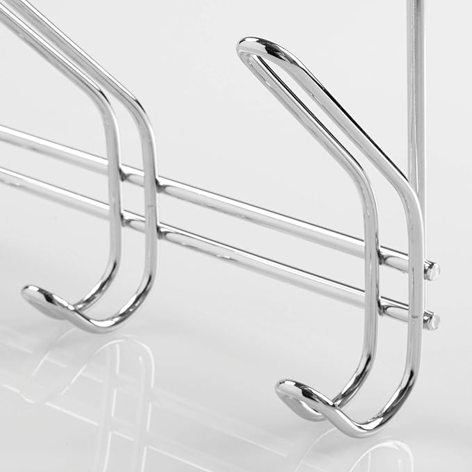 iDesign Classico Metal Over the Door Organizer, 3-Hook Rack for Coats, Hats, Robes, Towels, Jackets, Purses, Bedroom, Closet,