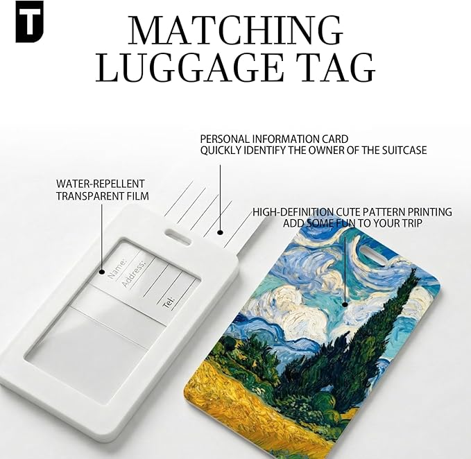 Cartoon Passport Holder and Luggage Tag Set Artistic PU Leather Passport Cover Wallet with Funny Luggage Tag for Travel Suitc