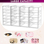 YFXCVSL Acrylic Makeup Organizer with 19 Drawers, 4 Pack Clear Storage Drawers, Bathroom Makeup Organizer for Palettes, Cosme