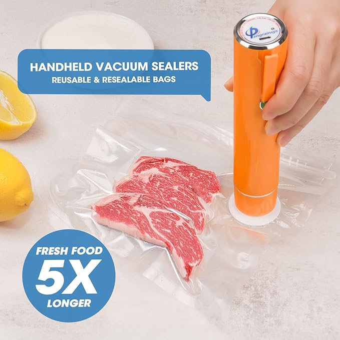 Vacuum Sealer Machine, Portable Handheld Vacuum Sealer with 40PCS Reusable Zipper Vacuum Bags (Vacuum Sealers+ 20 large+20 sm